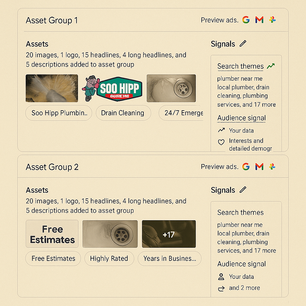 Asset Group- Plumber Google Ads